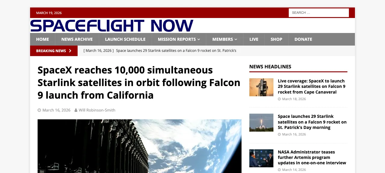 스페이스X, 궤도 동시 운용 스타링크 위성 1만 기 돌파