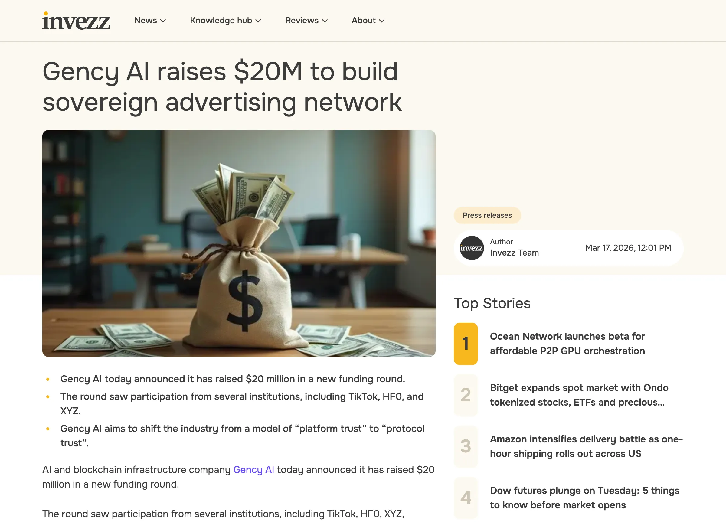 블록체인 광고 플랫폼 Gency AI, 틱톡 전략 투자로 2,000만 달러 유치