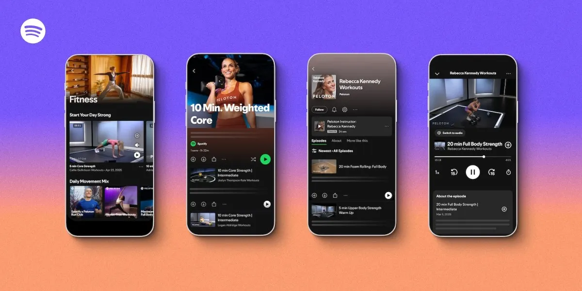 Spotify×Peloton, 피트니스 콘텐츠 허브 출시 — 1,400+ 클래스 무료